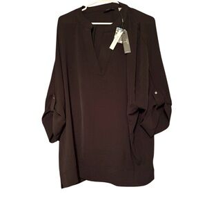 Black Polyester blouse TAHARI ABSOLUTELY GORGEOUS! 2xl TTG COMFORTABLE